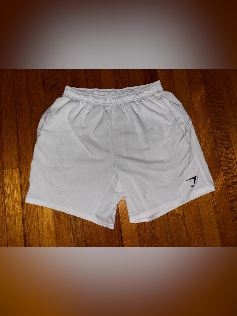 Gymshark Men’s Athletic Shorts M White 7in Inseam Drawstring Elastic Waist